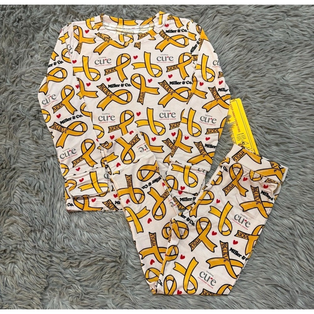 Miller & Co Children's Cancer Awareness Bamboo Pajama Set Toddler 2T Unisex NEW